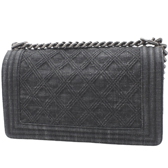 Chanel Shoulder Bag Chain Denim  Boy Black - Picture 1 of 6